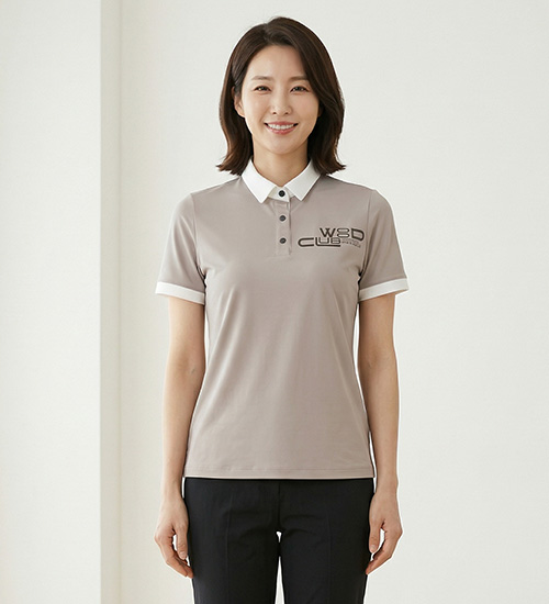 예그린 - 풍기인견 카라넥 골프 티셔츠(베이지)