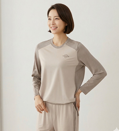 컴포트 - 풍기인견 트레이닝 긴팔 티셔츠(베이지)