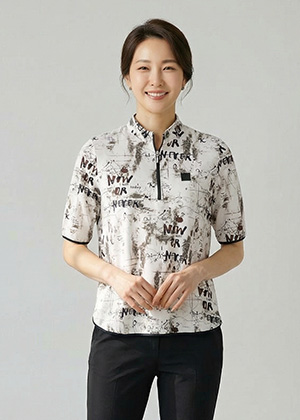 하일로 - 풍기인견 차이나 골프 티셔츠(아이보리)