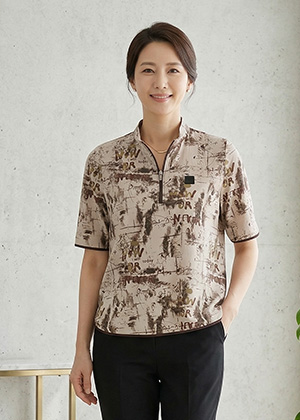 하일로 - 풍기인견 차이나 골프 티셔츠(베이지)