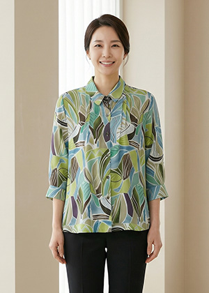 올레BL - 풍기인견 칠부소매 블라우스(그린)