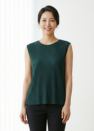 윤희BL- 풍기인견 플리츠 나시 블라우스(진카키)