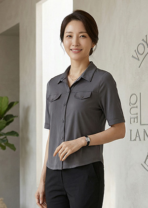 어반BL - 풍기인견 카라 블라우스(챠콜)