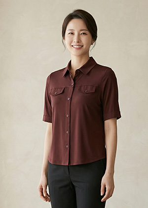 어반BL - 풍기인견 카라 블라우스(브라운)