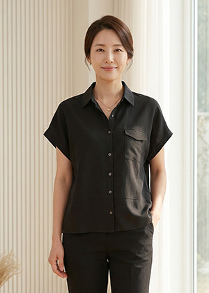 헤지스BL - 풍기인견 루즈핏 블라우스(블랙)