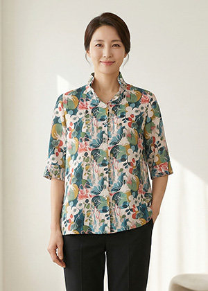 연아BL - 풍기인견 스텐카라 블라우스(아이보리)