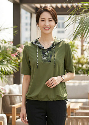 사이버BL - 풍기인견 후드 블라우스(그린)