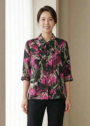 폭스BL - 풍기인견 칠부소매 블라우스(핑크)