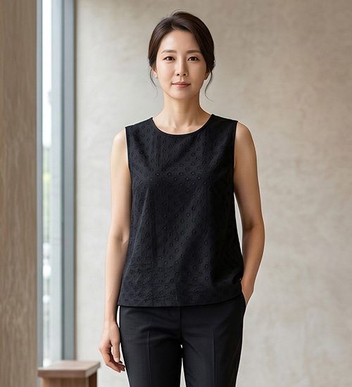 쿨 나시 인견 블라우스(블랙)