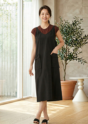 리빙OPS - 풍기인견 뷔스티에 원피스(블랙)