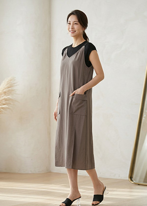 리빙OPS - 풍기인견 뷔스티에 원피스(그레이)