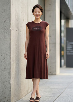 미뇽OPS - 풍기인견 캡소매 원피스(브라운)