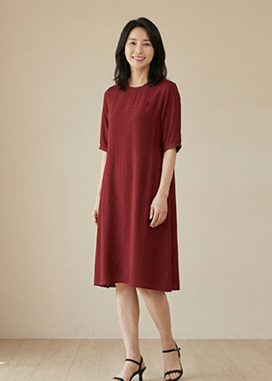 샤트렌OPS - 풍기인견 칠부배색 원피스(레드)