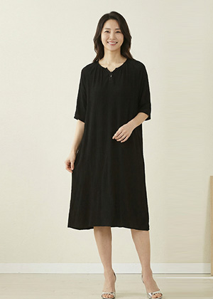 라운지OPS - 풍기인견 칠부소매 원피스(블랙)