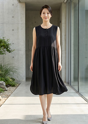 나시 주름 인견 원피스(블랙)