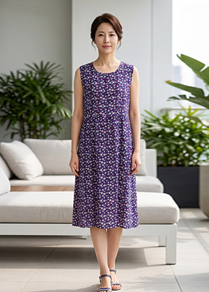 나시 주름 인견 원피스(네이비샬롯)