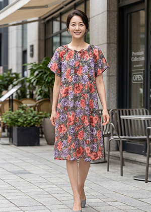 시폰 리본 인견 원피스(장미환타)