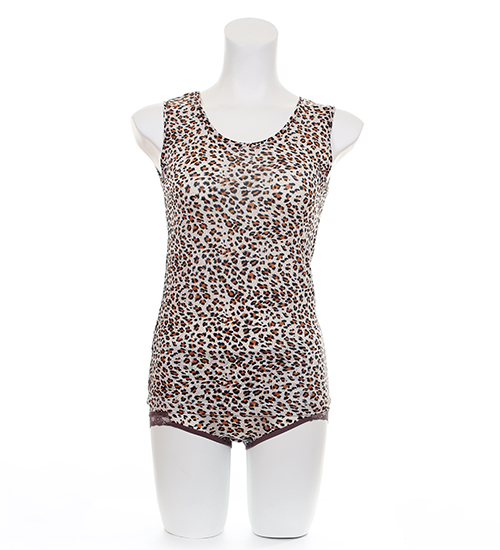 호피무늬 인견탑(브라운)